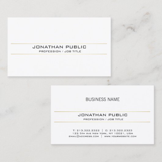 Trendy verfijnd goud wit minimale vlakte visitekaartje (Voorkant / Achterkant)