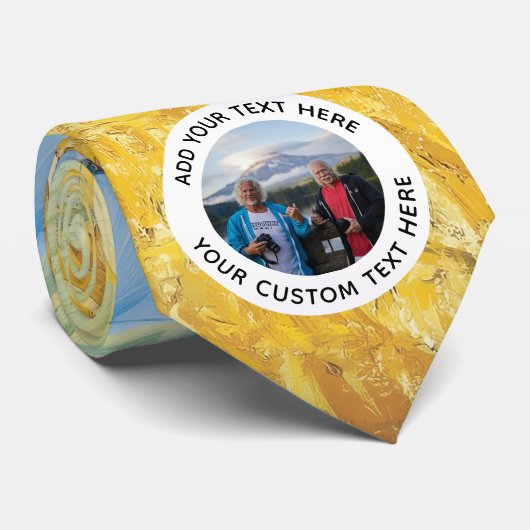 Trendy Verjaardag Vakantie Cadeau Aangepaste Fotot Stropdas (Opgerold)