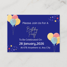 Trendy verjaardagsfeest uitnodiging | Persoonlijke Informatiekaartje