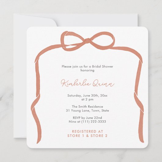 Trendy Verona Oranje Lintel Boog Bruidsmeisje Fees Kaart (Voorkant)