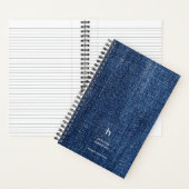 Trendy Versleten Blauwe Denim Moderne Monogram Notitieboek (Binnen)