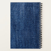 Trendy Versleten Blauwe Denim Moderne Monogram Notitieboek (Achterkant)