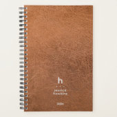 Trendy versleten leder modern monogram wekelijks planner (Voorkant)