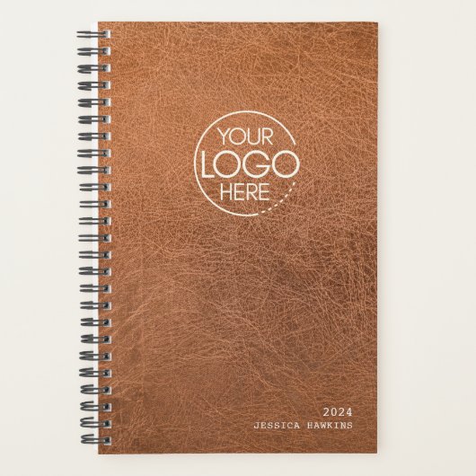 Trendy versleten lederen Modern Logo Weekly Planne Planner (Voorkant)