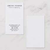Trendy Vertical Black White Plain Visitekaartje (Voorkant / Achterkant)