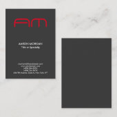 Trendy Vertical Modern Monogram Gray Red Visitekaartje (Voorkant / Achterkant)