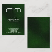 Trendy Vertical Modern Monogram Green Visitekaartje (Voorkant / Achterkant)