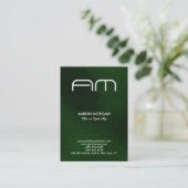 Trendy Vertical Modern Monogram Green Visitekaartje (Staand voorkant)