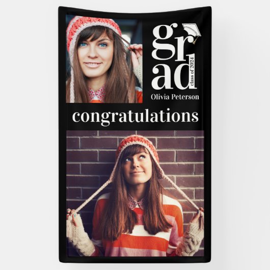 Trendy Vertical Photo Collage Afstuderen Spandoek (Verticaal)