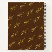 Trendy Verticale Naam in Gold Script, Chocolade Notitieboek (Achterkant)