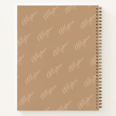 Trendy Verticale Naam in Tan Script, Koffie Notitieboek (Achterkant)