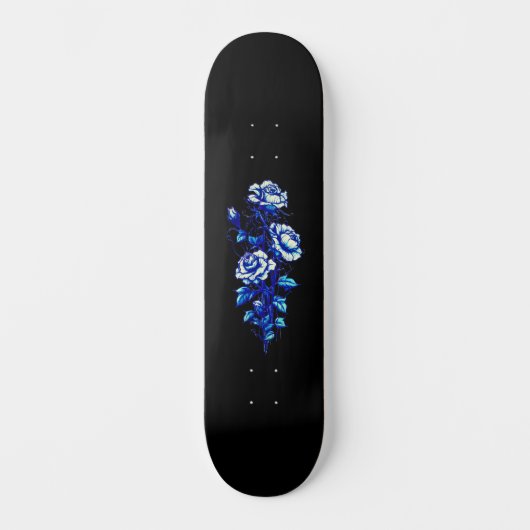 Trendy Vervuild Grunge Blauwe Roos Skate Deck (Voorkant)