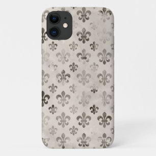 Trendy Vervuild Zilver Grijs Fleur De Lis Patroon Case-Mate iPhone Case
