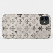 Trendy Vervuild Zilver Grijs Fleur De Lis Patroon Case-Mate iPhone Case (Achterkant (horizontaal))