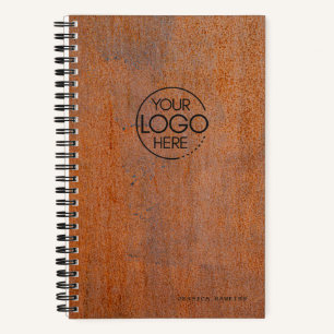 Trendy Verweerd Roestig Staal Modern Logo Notitieboek