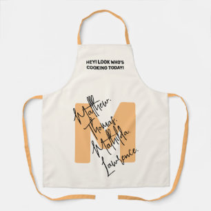 Trendy Vet Monogram Oranje Initiaal Script Naam Schort