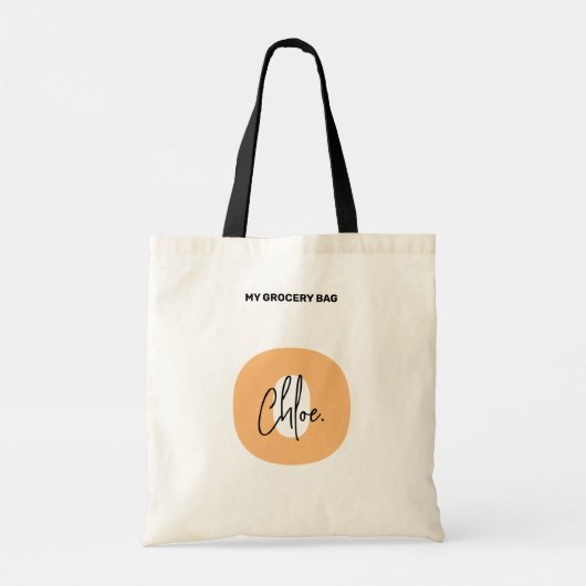 Trendy Vet Monogram Oranje Initiaal Script Naam Tote Bag (Achterkant)
