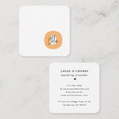 Trendy Vet Monogram Oranje Initiaal Script Naam Vierkante Visitekaartje (Voorkant / Achterkant)