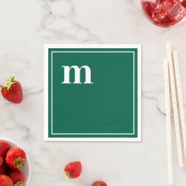 Trendy Vetgedrukte Kleine Letters Monogram Smaragd Servet