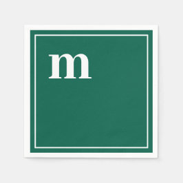 Trendy Vetgedrukte Kleine Letters Monogram Smaragd Servet