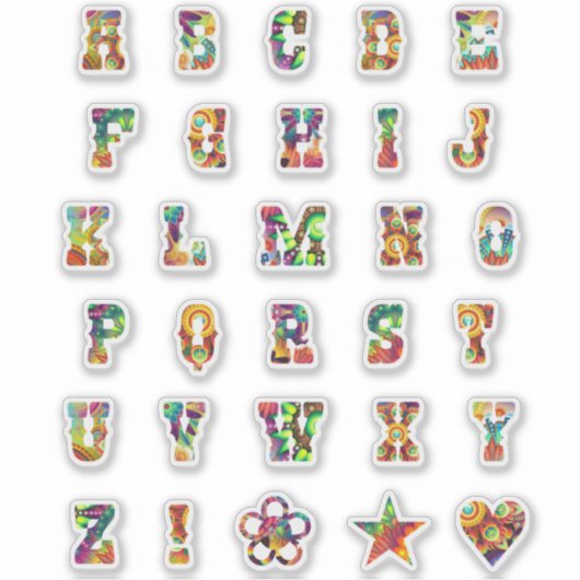 Trendy vetgedrukte letters | Monogram alfabet Stic Sticker (Voorkant)