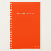 Trendy Vibrant Bold Sinaasappel Weekly Monogram 20 Planner (Voorkant)