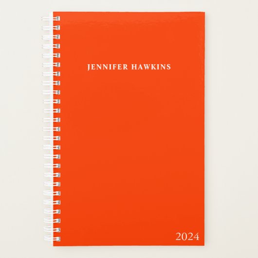 Trendy Vibrant Bold Sinaasappel Weekly Monogram 20 Planner (Voorkant)