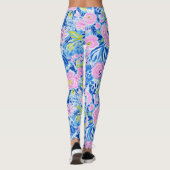 Trendy Vibrant Summer Resort Chic Floral Mode Leggings (Achterkant)