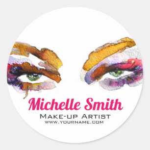Trendy Vibrant Waterverf Eye Make-up Artist Ronde Sticker