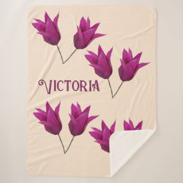Trendy Victoria naam roze tulp bloemen deken