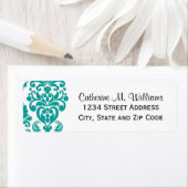 Trendy Victoriaans Aqua Blue Lace Damask Etiket (Insitu)