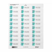 Trendy Victoriaans Aqua Blue Lace Damask Etiket (Full Sheet)