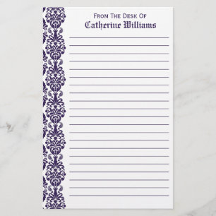 Trendy Victoriaans Paarse kant Damask Side Border Briefpapier