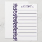 Trendy Victoriaans Paarse kant Damask Side Border Briefpapier (Voorkant / Achterkant)