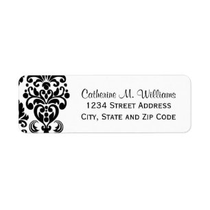 Trendy Victoriaans Zwart Kant Damask Etiket