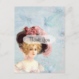 Trendy Victoriaanse dame vintage bedankt Briefkaart