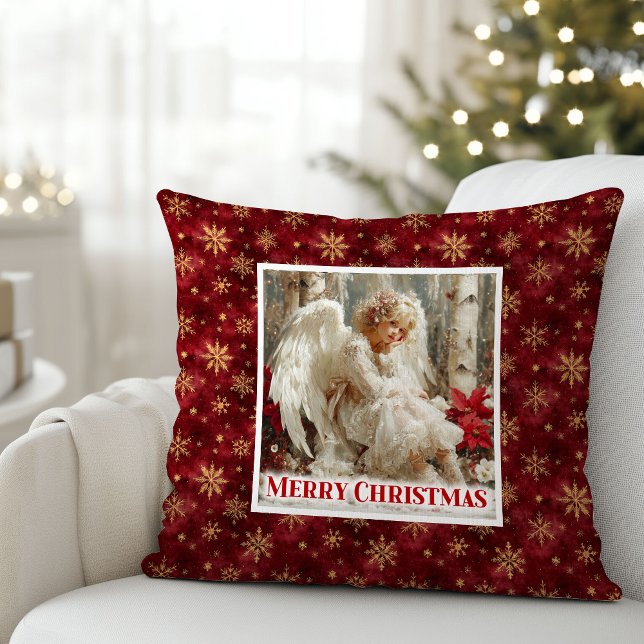 Trendy Victorian Angel Red Gold Accent Christmas   Kussen (Trendy Victorian Angel Red Gold Accent Christmas Pillow

)