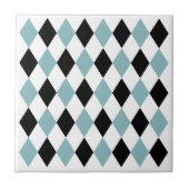 Trendy vierkant geometrisch patroon Zwart Blauw Wi Tegeltje (Voorkant)