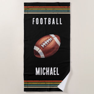 Trendy Vintage Gepersonaliseerde Voetbal Bal Zwart Strandlaken