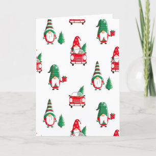 Trendy Vintage Groen Rode Grappige Gnoom Feestdagen Kaart