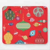 Trendy vintage kerst ornamenten Rode achtergrond Muismat (Voorkant)