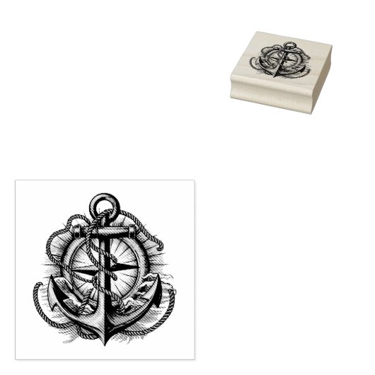Trendy Vintage Nautical Anker Rubberstempel (Gestempeld)