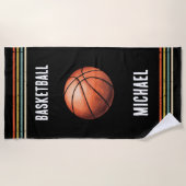 Trendy Vintage Personalized Basketball Black       Strandlaken (Voorkant)