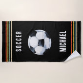 Trendy Vintage Personalized Soccer Ball Black  Strandlaken (Voorkant)