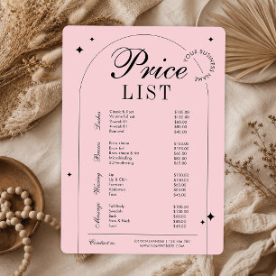 Trendy Vintage Roze Schoonheid Prijslijst Zakelijk