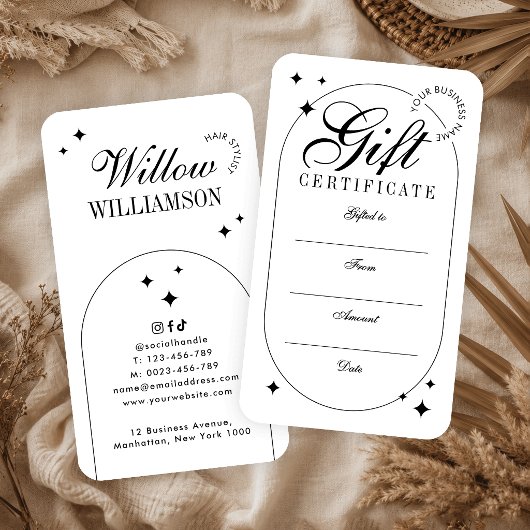 Trendy Vintage Script Minimalistisch Cadeaubon Visitekaartje