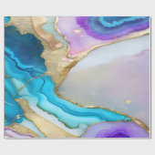 Trendy Violet Blauw Goud Marmer Graniet Stone Cadeaupapier (Vlak)