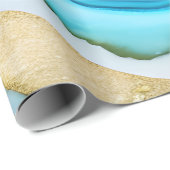 Trendy Violet Blauw Goud Marmer Graniet Stone Cadeaupapier (Rol Hoek)