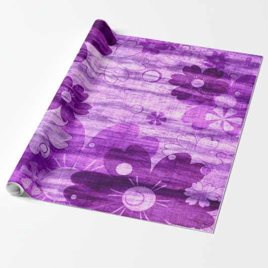 Trendy Violet Flower  Cadeaupapier (Uitgerold)
