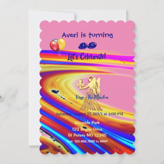 Trendy Virgo Birthday Party Invitation Kaart (Voorkant)